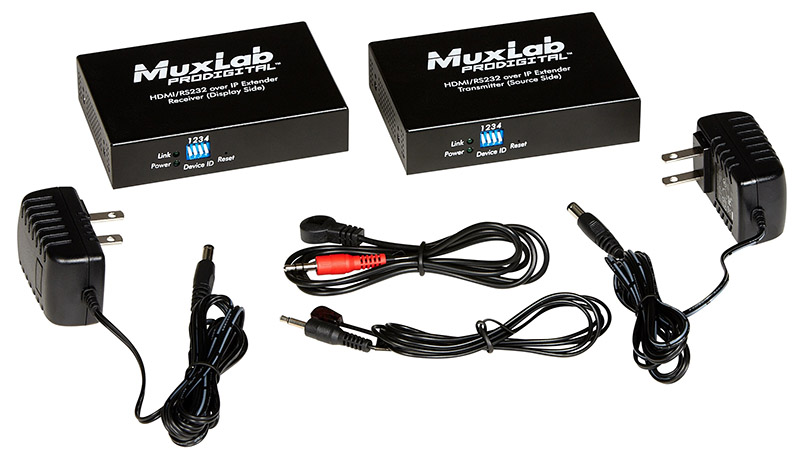 Muxlab HDMI & RS232 över IP Kit, PoE, 100 m