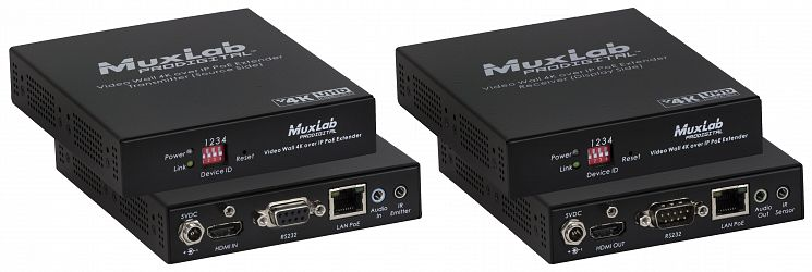 Muxlab 4K@30Hz Videovägg över IP, PoE, Kit