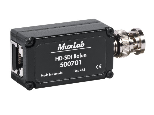 Muxlab HD-SDI balun, 120m@SD, 45m@HD