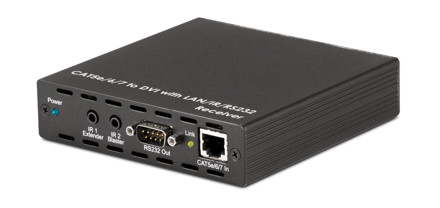 CYP/// DVI mottagare över HDBaseT, 100m, PoC, LAN, Analogt Ljud