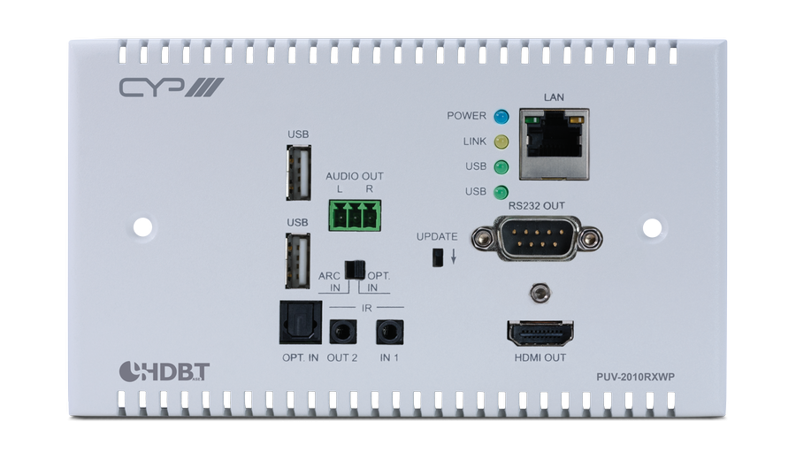 CYP/// HDBaseT 2.0 WP Mottagare, 4K2K, HDCP 2.2, USB