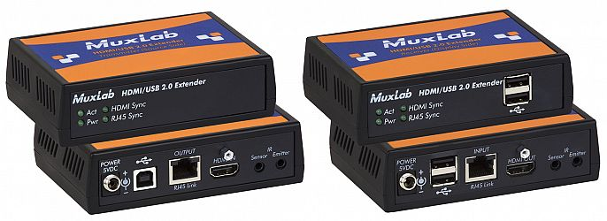 Muxlab HDMI & USB 2.0 extender kit, HDBT, 4K60