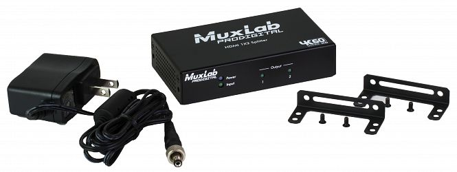 Muxlab HDMI splitter 1:2 med 4K UHD, 60 hz
