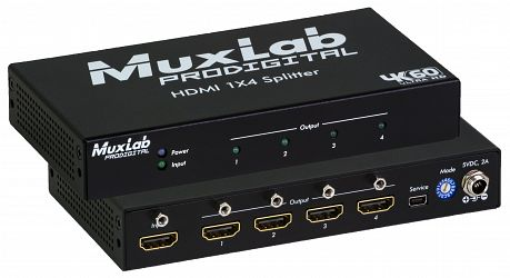 Muxlab HDMI splitter 1:4 med 4K UHD, 60 Hz