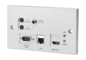 HDMI vägg.mott. över singel kabel, Bi-di PoE, 4K, IR, RS232