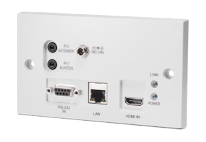 HDMI vägg.sändare över singel kabel, Bi-di PoE, 4K, IR, RS232