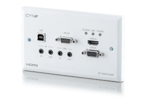 HDMI eller VGA över IP sändare för väggmontage, USB, 4K, HDCP2.2, PoE, CEC
