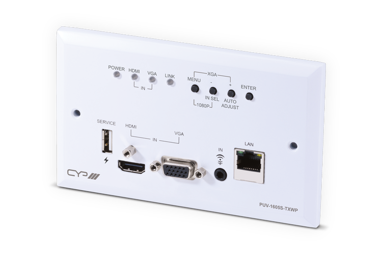 CYP/// Full HDBaseT Wallplate sändare, Scaler, 4K, PoC, RS232, IR, LAN, PoH