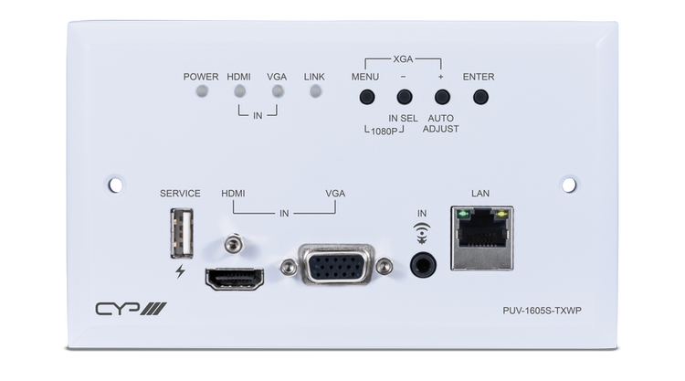 CYP/// Full HDBaseT Wallplate sändare, Scaler, 4K, PoC, RS232, IR, LAN, PoH