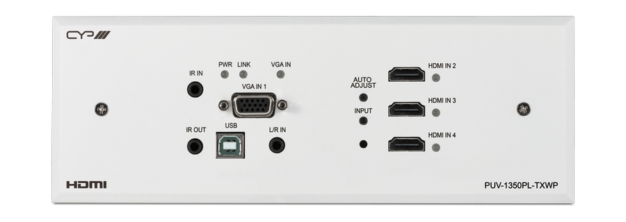 CYP/// HDMI och VGA HDBaseT vägguttag sändare med flera ingångar