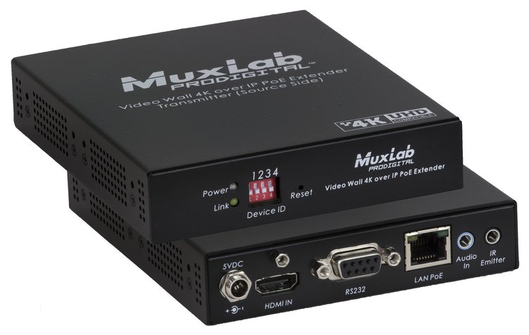 Muxlab 4K@30Hz Videovägg över IP, PoE, Sändare