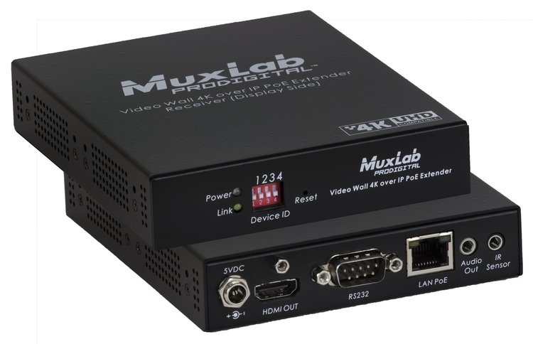 Muxlab 4K@30Hz Videovägg över IP, PoE, Mottagare
