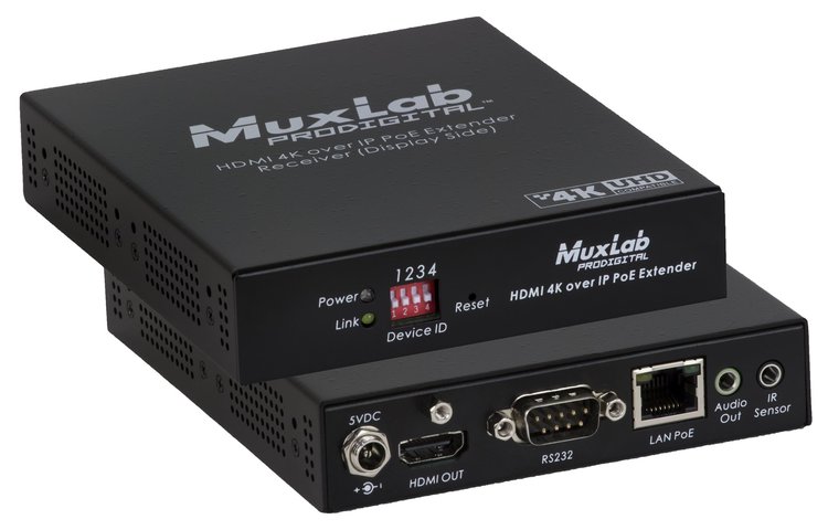 Muxlab HDMI 4K över IP, PoE, Mottagare