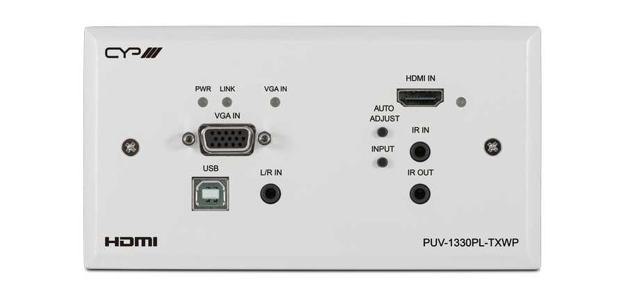 CYP/// PUV-1330PL-KIT Multi-function AV Solution with USB pathway: Wall plate HDBaseT TX; HDBaseT RX with Built in Amplifier; Control Trigger Module