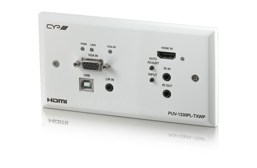 CYP/// PUV-1330PL-KIT Multi-function AV Solution with USB pathway: Wall plate HDBaseT TX; HDBaseT RX with Built in Amplifier; Control Trigger Module