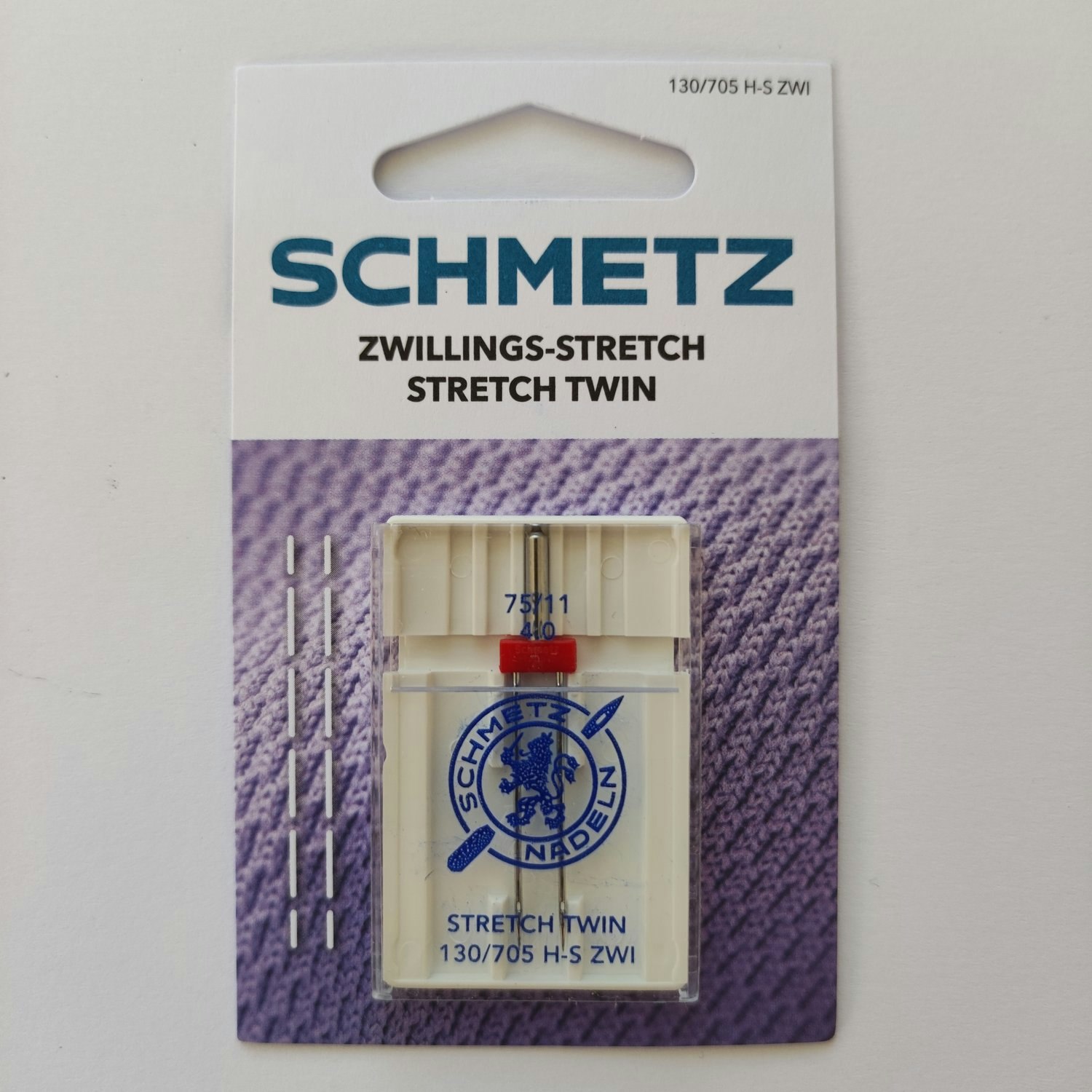 Tvillingnål, stretch, 75/4 mm, 1 st