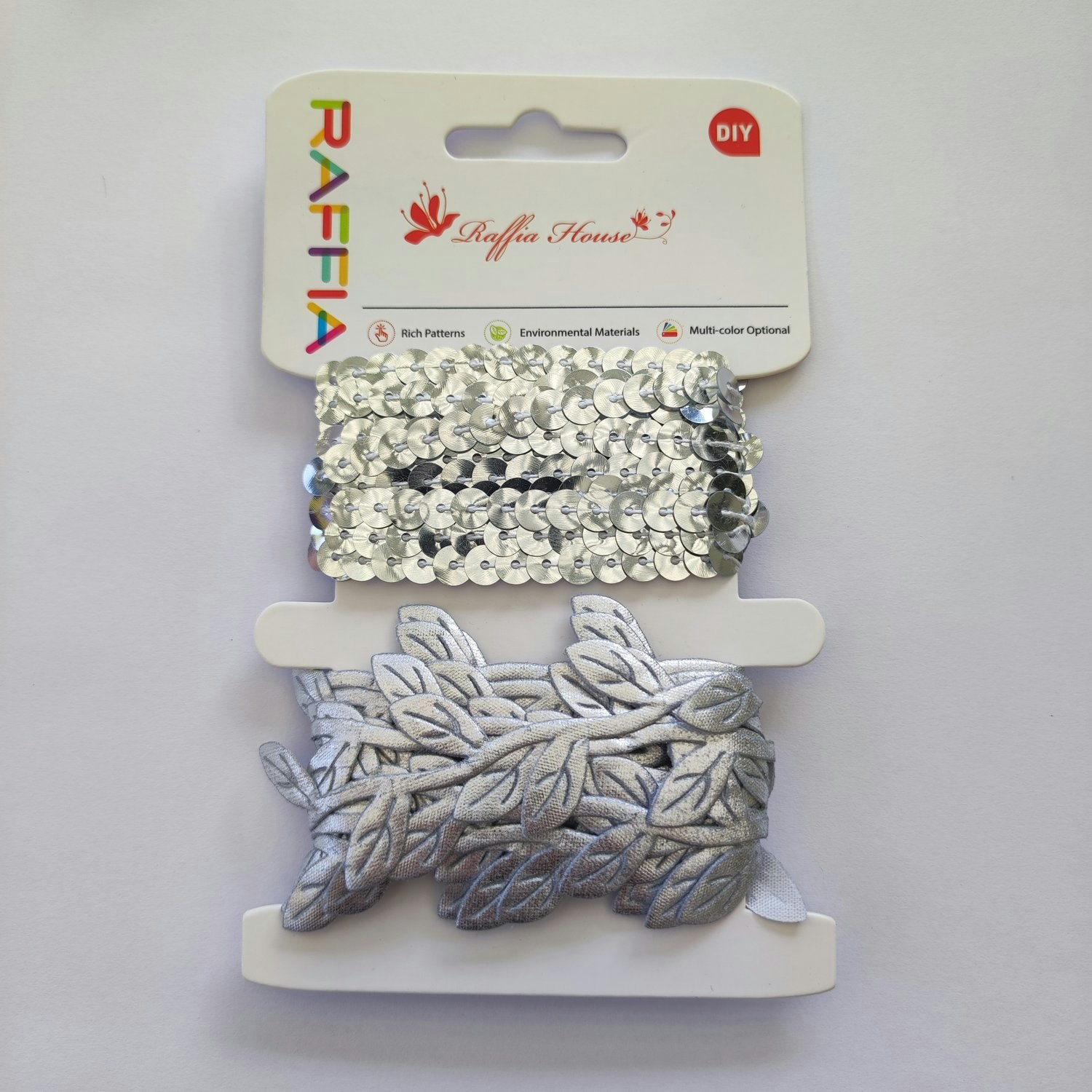Band, dekorband, "Silver", 2 x 2 meter