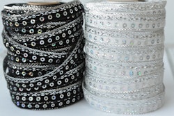 Dekorband med lurex och paljetter, 1 cm