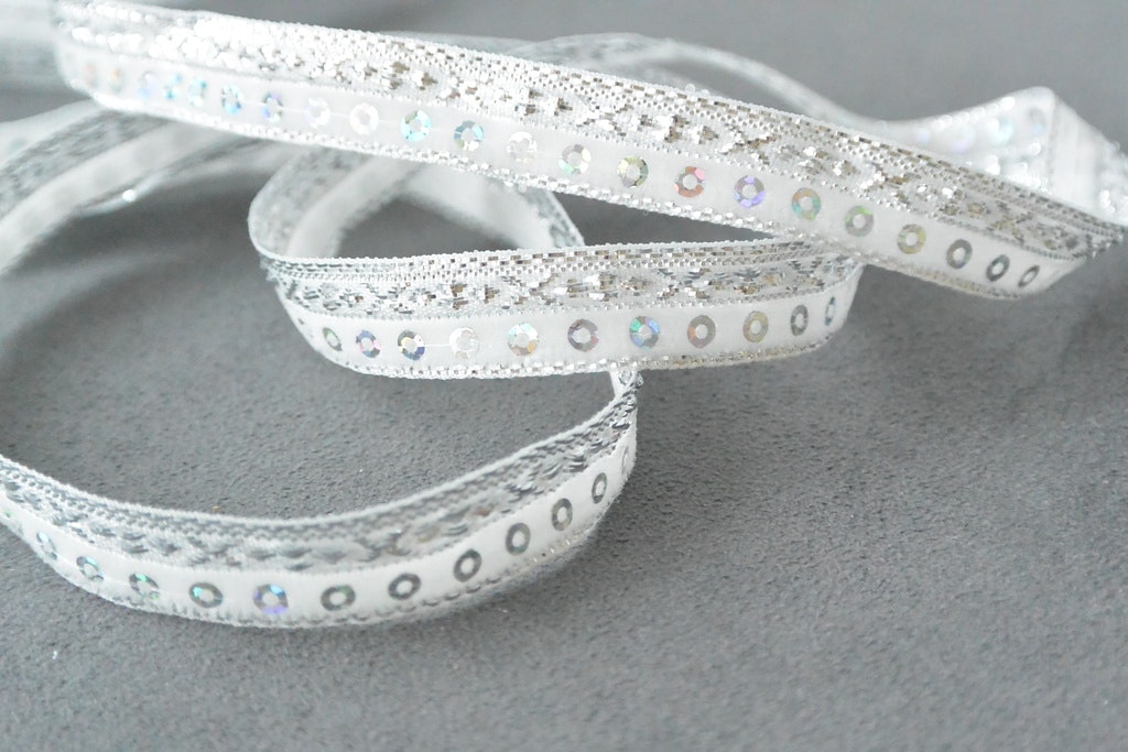 Dekorband med lurex och paljetter, 1 cm