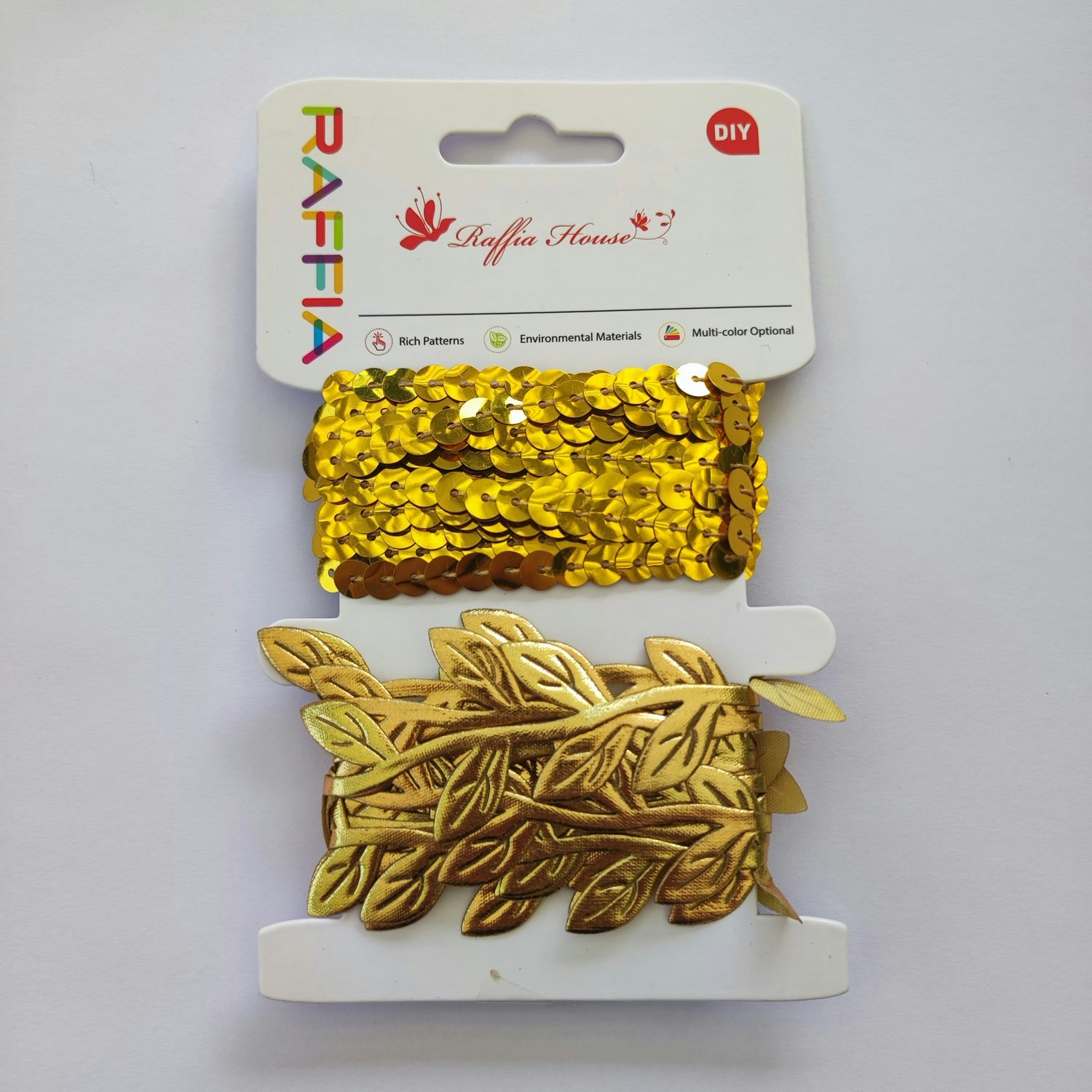 Band, dekorband, "Guld", 2 x 2 meter