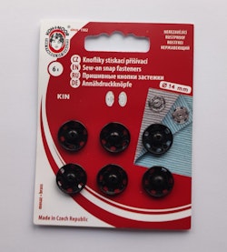 Tryckknappar,svart, 14 mm, 6 st.