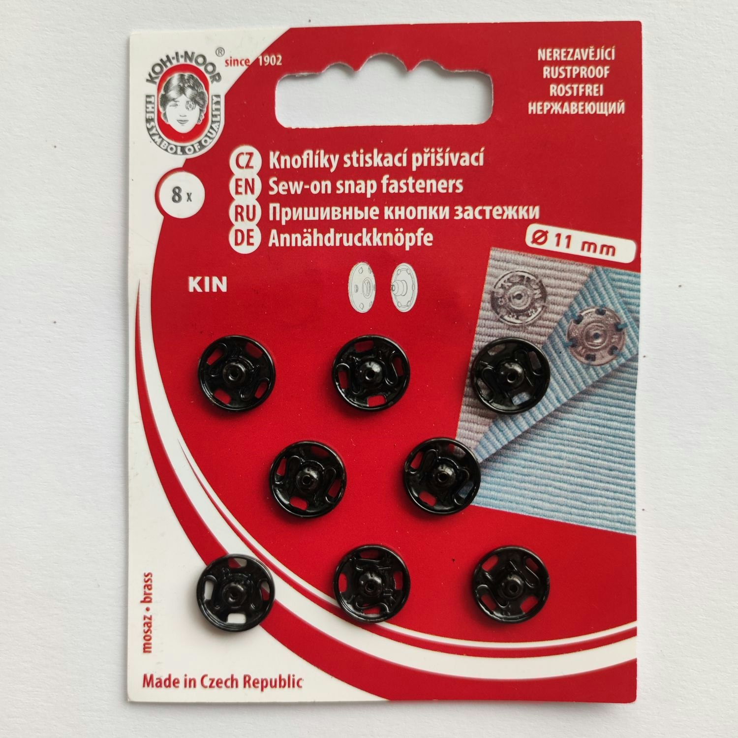 Tryckknappar, svart, 11 mm, 8 st.