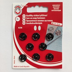 Tryckknappar, svart, 11 mm, 8 st.