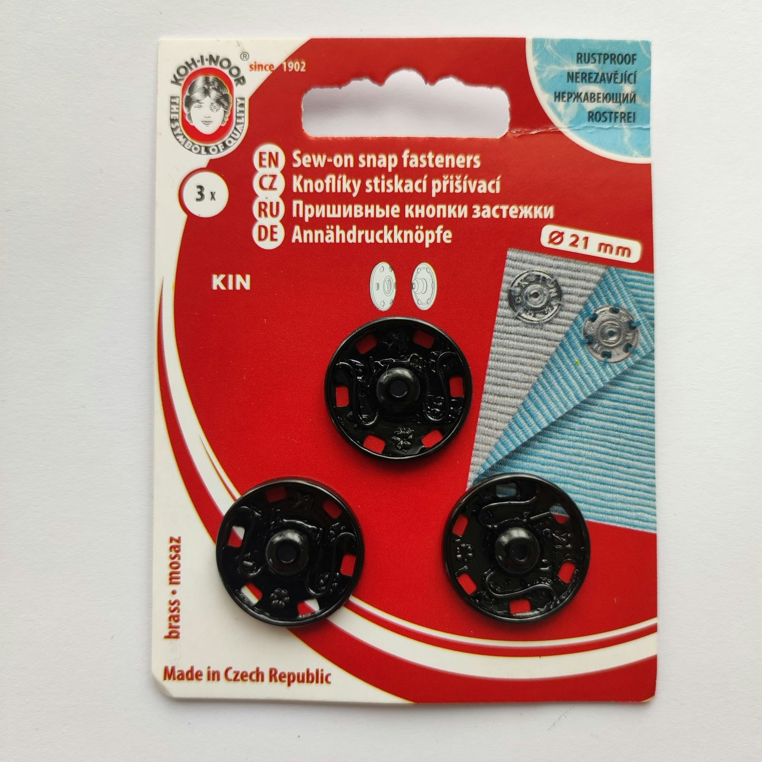 Tryckknappar, 21 mm, 3 st.
