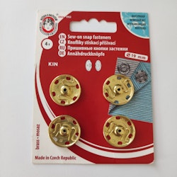 Tryckknappar, guldfärgade, 19 mm, 4 st.