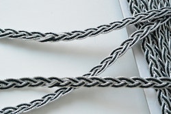 Glittrigt dekorband, "silver/svart", 8 mm
