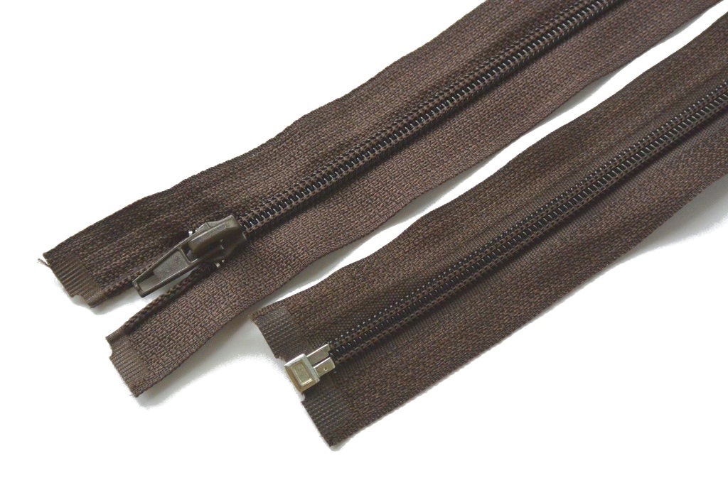 Dragkedja, blixtlås 5mm 30-80 cm. Mörkbrun.