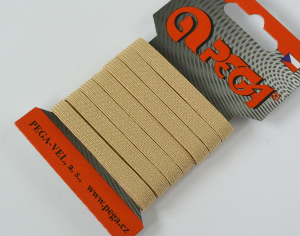Resår, beige, 7 mm bred, 5 meter