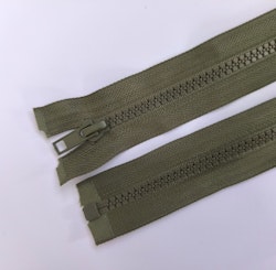 Dragkedja, blixtlås 6 mm 55-75 cm. Militärgrön