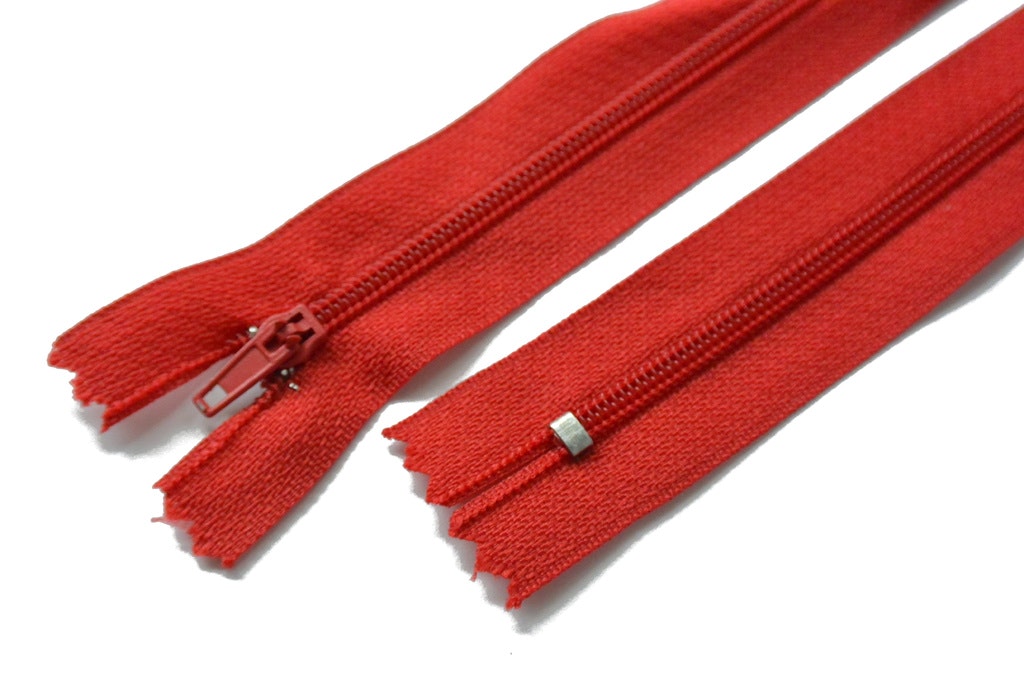 Dragkedja, klänningslås, 14-60 cm, Röd
