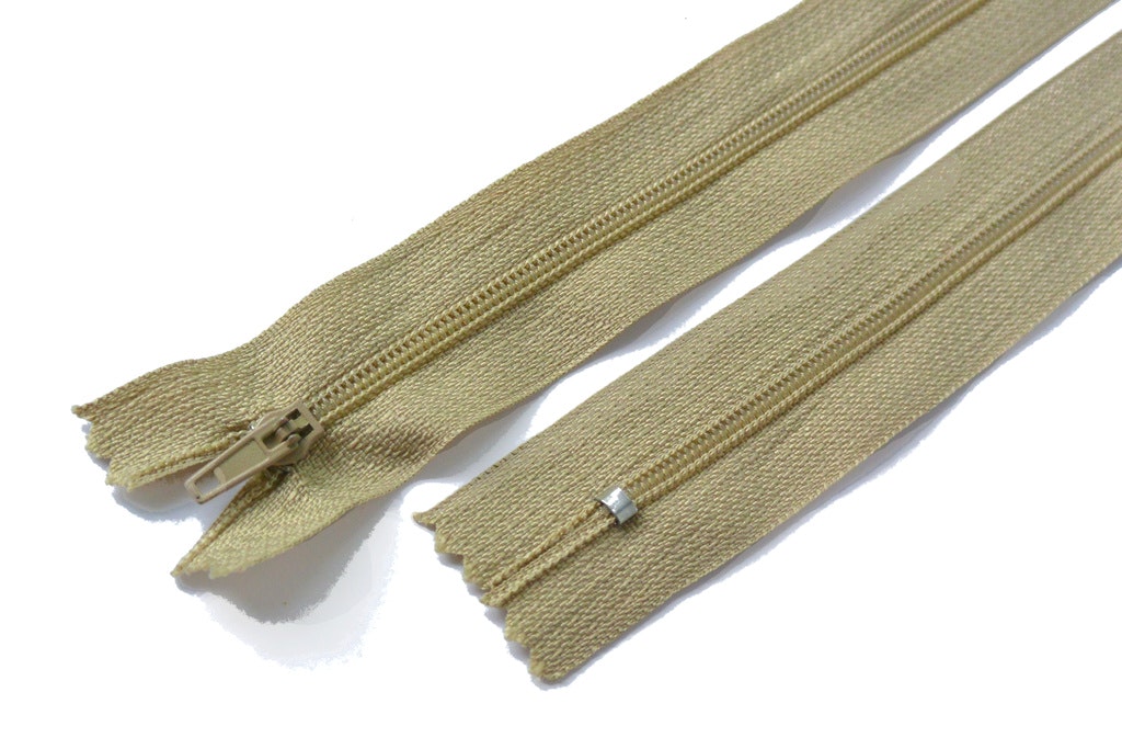 Dragkedja, klänningslås, 12-25 cm, Beige