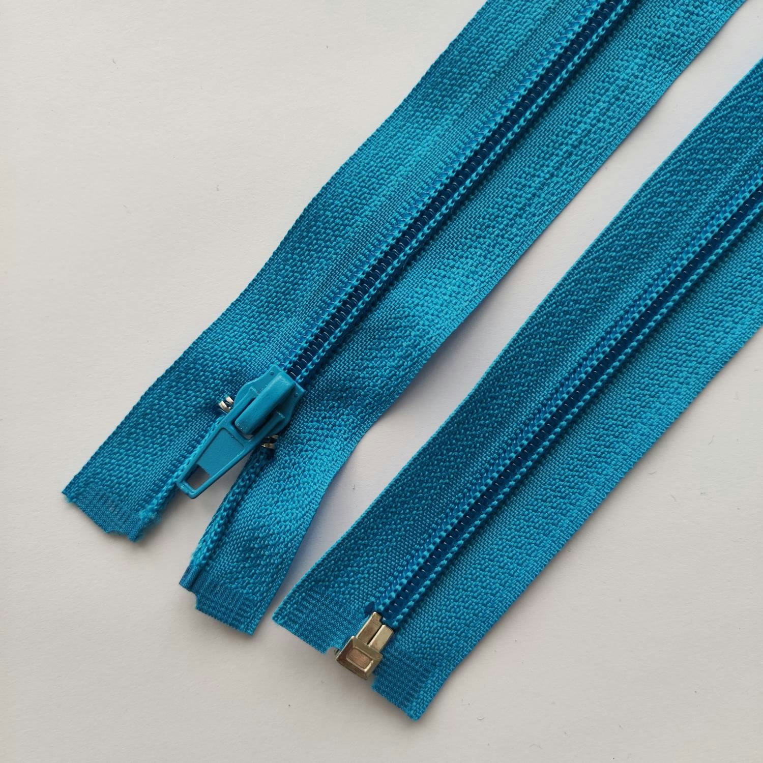 Dragkedja, blixtlås 5mm, 60 cm. Turkos/Ljusblå.