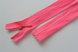 Osynligt, dolt blixtlås, 40 cm. Neonrosa.