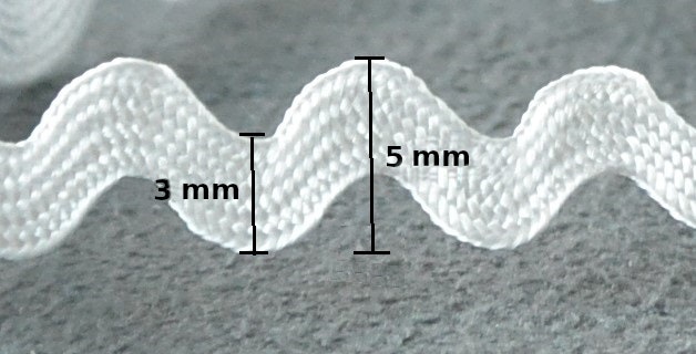 Sicksackband 3 mm. Gul.
