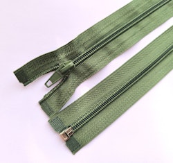 Dragkedja, blixtlås 5mm, 60 cm. Grön/olivgrön.