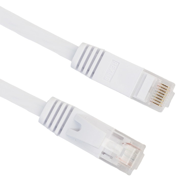 8m CAT6 Ultratunn Platt Nätverkskabel, RJ45 (Vit)