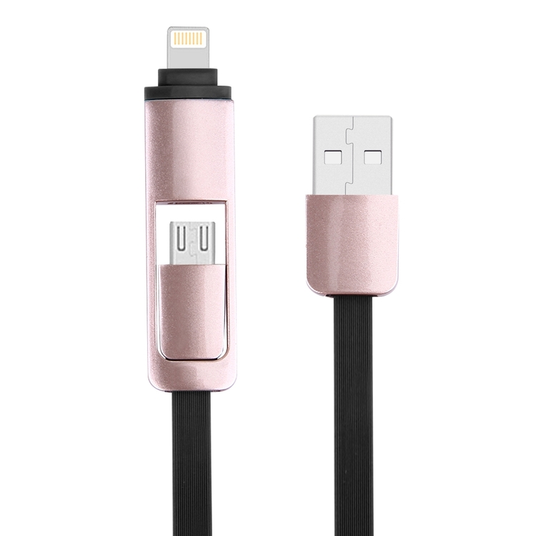 2 i 1, 8 Pin & Micro USB laddnings kabel Svart