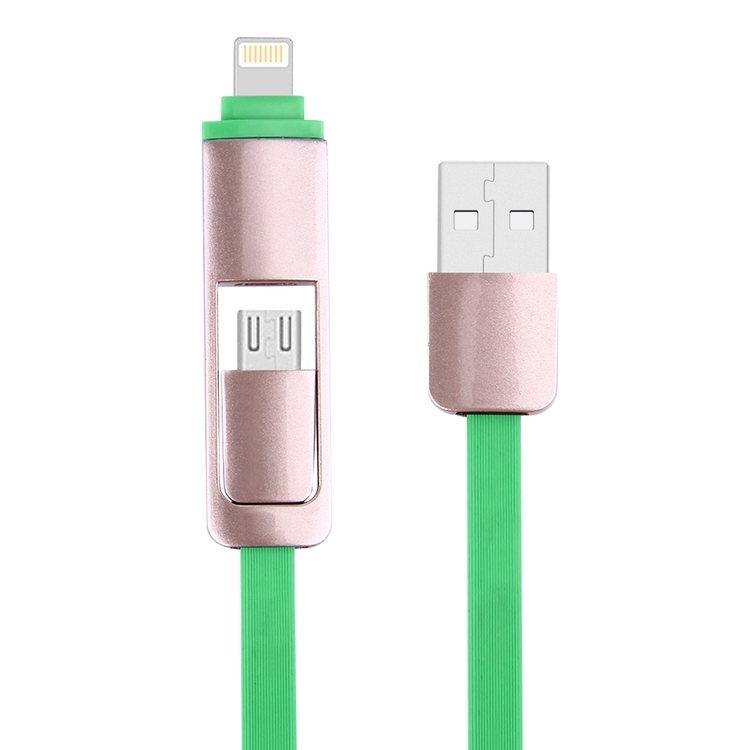 2 i 1, 8 Pin & Micro USB laddnings kabel Grön