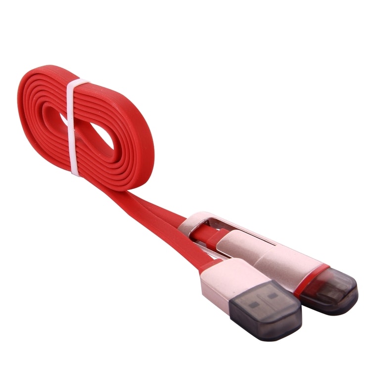2 i 1, 8 Pin & Micro USB laddnings kabel Röd