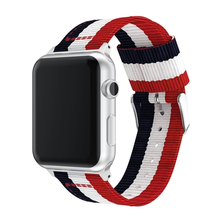 42 & 44 mm armband för Apple Watch i nylon (Blå Vit Röd) - Allbutiken -  Väggord, dekaler, iPhone, Android, Foto, UV, nätverk