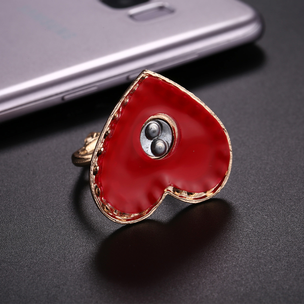 Mobilhållare Hjärtformad med ring och röda diamanter