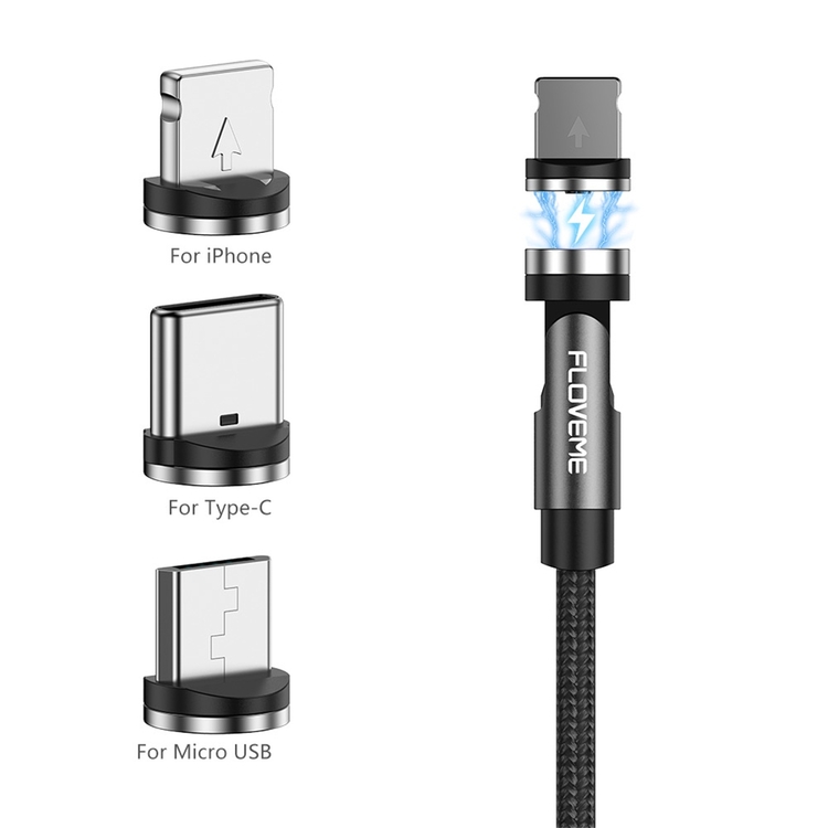 Magnetisk Laddare 3 In 1 8 Pin + Typ-C / USB-C + Micro USB