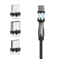 Magnetisk Laddare 3 In 1 8 Pin + Typ-C / USB-C + Micro USB