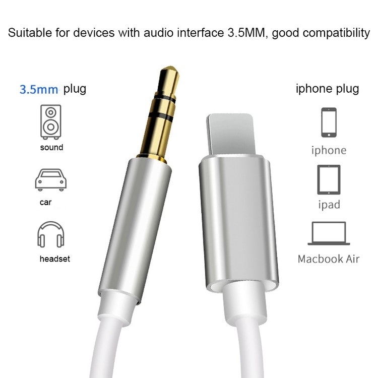 8 Pin till 3.5mm AUX Audio Adapter Kabel