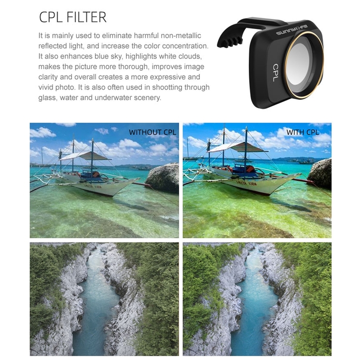 Lens Filter Set Compatible with DJI Mavic Mini/Mavic Mini 2 Accessories 6pcs Filter Combo Multi Coated Filters Camera Lens CPL MCUV ND4 ND8 ND16 ND32