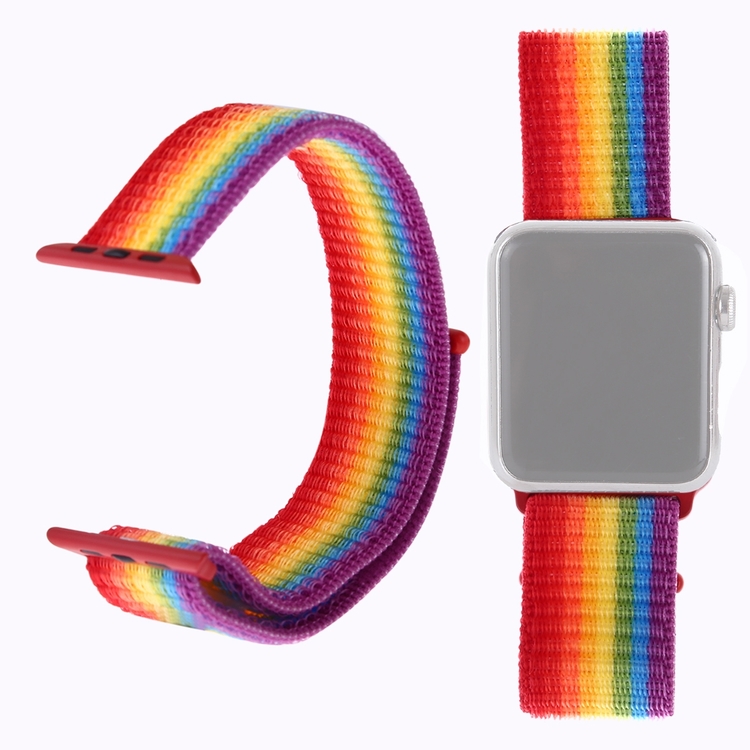 38 & 40 mm armband för Apple Watch i nylon (Regnbåge)